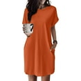 thumbnail image 2 of Spring Dresses For Women 2024 Soft T Shirt Dress Short Sleeve Casual Summer Tunic Dress Loose Loose Dress With Pockets Simple T-Shirt Loose Dress, 2 of 7