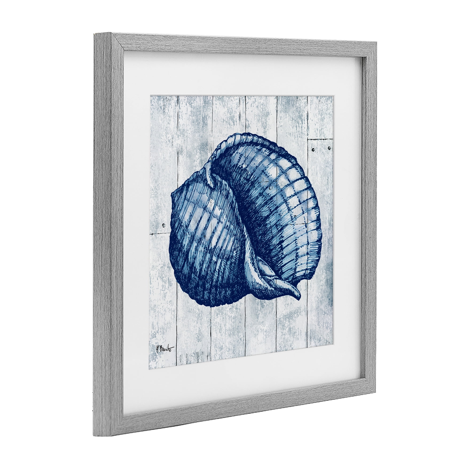 Stupell Industries Coastal Timberland Shell Gray Framed Print Under Glass, design by Paul Brent