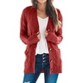 thumbnail image 1 of SGMVNU SGMVNU Womens Sweaters and Cardigans Open Sleeve Knit Boho Long Patchwork Coat Cardigan Pockets Front, Trendy Fall Winter Jacket Coats Red Size XXL(Red, 2XL), 1 of 5