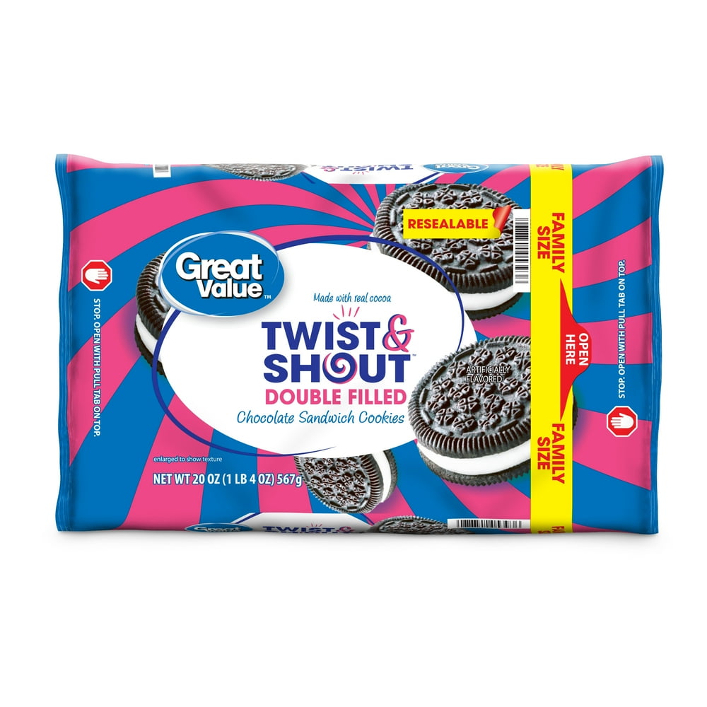 Great Value Twist & Shout Double Filled Chocolate Sandwich Cookies, 20