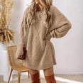 thumbnail image 2 of ClodeEU Womens Oversized Sweater Dress,Long Sleeve Grew Neck Chunky Knit Loose Tunics Pullover Tops Khaki,Womens Plus XL, 2 of 7