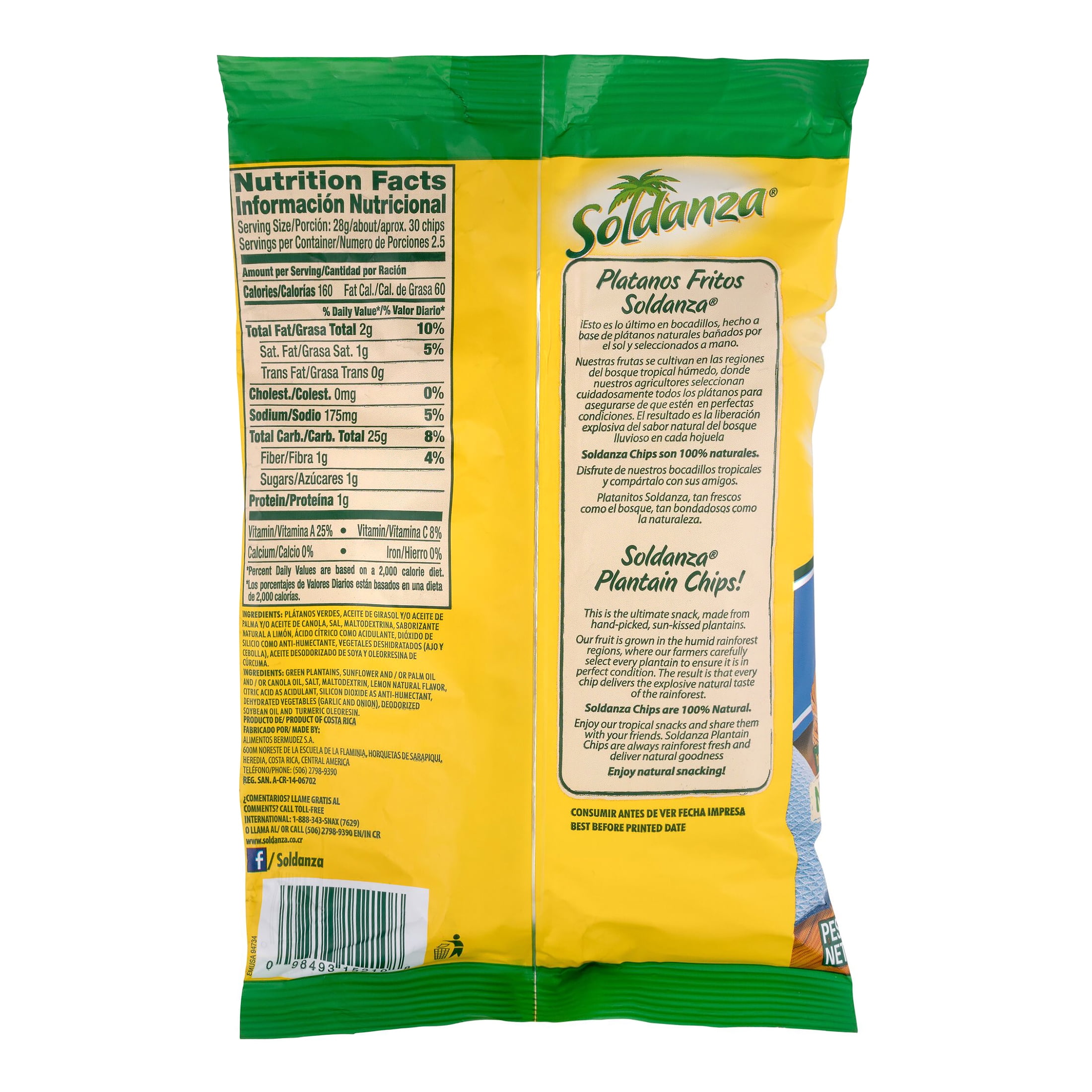 Soldanza Plantain Chips Lime, 2.5 oz
