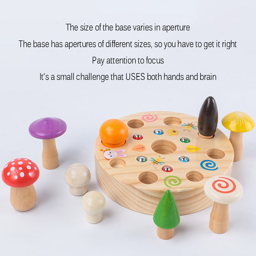 Kids 3D Puzzle Wooden Toy Picking Mushrooms Montessori Educational Toys 