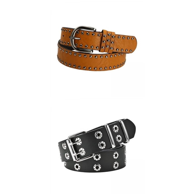 Cinturón de cintura para mujer Hugo de cuero PU Negro Marrón brillante