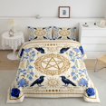 thumbnail image 2 of Homewish Gothic Crow Moth Full Size Comforter Sets, Blue Flowers Bedding Comforter Set, Sun Moon Decor, Gray Reversible 3 Pieces, 1 Comforter and 2 Pillowcases, 2 of 6