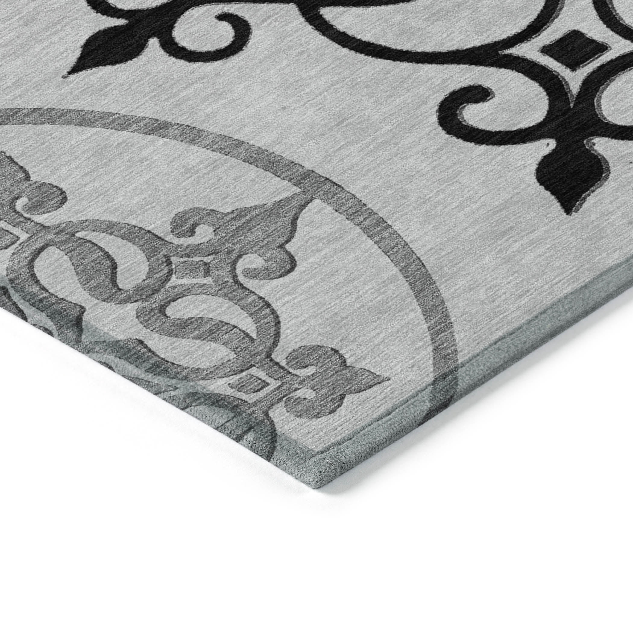 Addison Rugs Chantille Indoor/Outdoor Transitional Scrolls Gray Washable Rectangle Rug, 5' x 7'6"