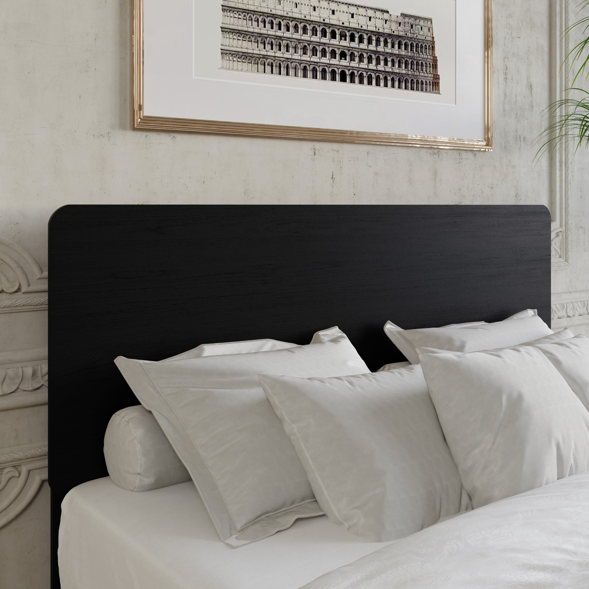 Home Design Keokuk King Headboard with Minimalist Design & Easy Installation, Black, Easy Assembly