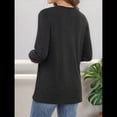 thumbnail image 4 of Blusas Tipo Túnica de Larga para Mujer, con Cuello en V, Botones y Ribete Suave, Informales y Holgadas Negro XL, 4 of 7
