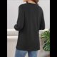 thumbnail image 4 of Blusas Tipo Túnica de Larga para Mujer, con Cuello en V, Botones y Ribete Suave, Informales y Holgadas Negro L, 4 of 7