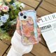 thumbnail image 2 of Funda para iPhone 11 para mujer, con marco ondulado rizado, diseño de flores con pintura al óleo retro colorida y rayo láser brillante, compatible con iPhone 11 (rosa), 2 of 8
