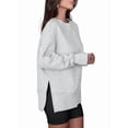 thumbnail image 3 of Womens Oversized Sweatshirts Crew Neck Long Sleeve Shirts Casual Loose Slit Fall Outfits Grey L, 3 of 9