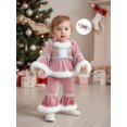 thumbnail image 5 of Spewahor Toddler Baby Girl Christmas Santa Outfits 6 12 18 24 Months 2T 3T 4T Plush Patchwork Round Neck Tops + Elastic Waist Flare Pants, 5 of 9