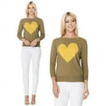 thumbnail image 5 of YEMAK Women's Love Heart Chenille Valentines Crewneck 3/4 Sleeve Casual Pullover Sweater MK3595-OLV/HON-S, 5 of 8