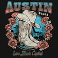 thumbnail image 3 of Austin TX Live Music Capital T-Shirt Country Cowgirl Boots and Hat Women's Tee, 3 of 7