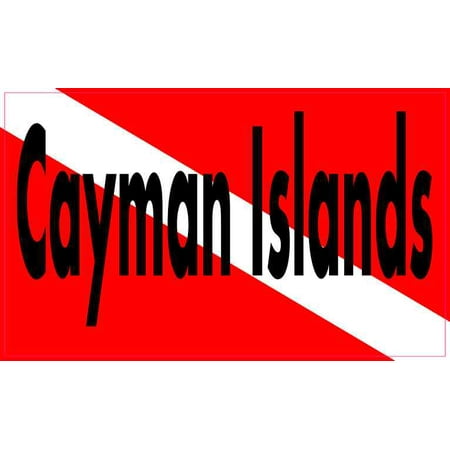 5in x 3in Cayman Islands Dive Flag Decal Vinyl Decal Car Bumper (Best Diving In Cayman Islands)