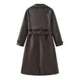 thumbnail image 5 of SWSMCLT Women's Vegan Leather Trench Coat Fall Single Breasted Outerwear Winter Slim Fit Long Coats Fashion Thick Knee Length Jackets Soft Coffee 6, 5 of 5