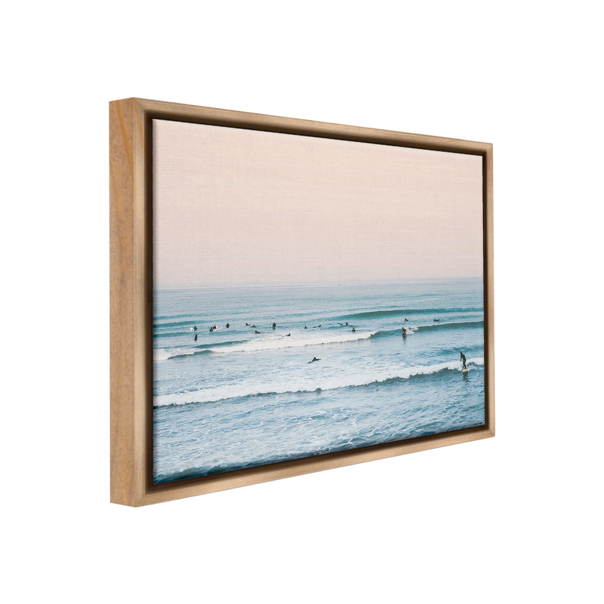 Stupell Industries Pastel Surfer Scene Sports Photography Brown Floater Framed Canvas Art Print Wall Art, 31 x 25