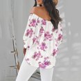thumbnail image 4 of HongQid Women's Off Shoulder Top Floral Long Sleeve Blouse Casual Loose Shirts, 4 of 5
