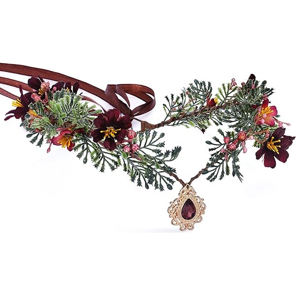 wonima44 MOSTORY Handmade Elf Flower Crown - Woodland Fairy Headpiece Forest Floral Circlet Elven Wreath for Women Girls Cosplay Halloween Renaissance Christmas Party Photo Shoot