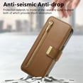 thumbnail image 2 of 2 in 1 Wallet Case for Apple iPhone 15 Pro, Detachable Magnetic Back Cover Cards Slots Zipper Pocket Ring Holder Magnetic Closure Protective Drop Proof Case Cover for iPhone 15 Pro, Brown, 2 of 11