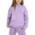 thumbnail image 3 of MEZZALL Girls Long Sleeve Hooded Pullover And Jogger Pants Outfit Sets Soft Casual Two Piece Comfy Tracksuit Big Kids Youth Toddler Playwear Leisure Breathable Clothes Sets, 3 of 9