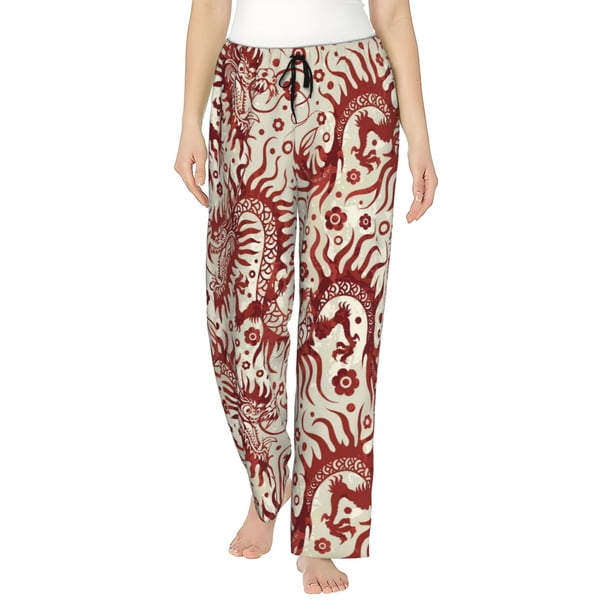 Fotbe Dragons1 Pantalones de Pijama para Mujer, Pantalones de Dormir, Pantalones Pj con Cordón y Bolsillos-XX-Large