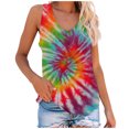 thumbnail image 1 of Blusa sin mangas con cuello en V y estampado teñido anudado a la moda para mujer Pompotops lopia995399, 1 of 5