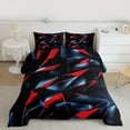 thumbnail image 2 of Homewish Modern Abstract Geometric Queen Comforter Set,3D Stereoscopic Square Bedding Sets,Red Black Bedding Comforter Set For Girls Boys,Super Cozy Room Decor Reversible,3-Piece, 2 of 8