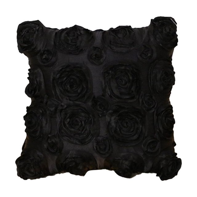 Inteprter Funda de almohada decorativa para sofá con diseño de flores rosas, funda de almohada decorativa con cremallera para sofá, fundas de Kits de decoración para fiestas negro