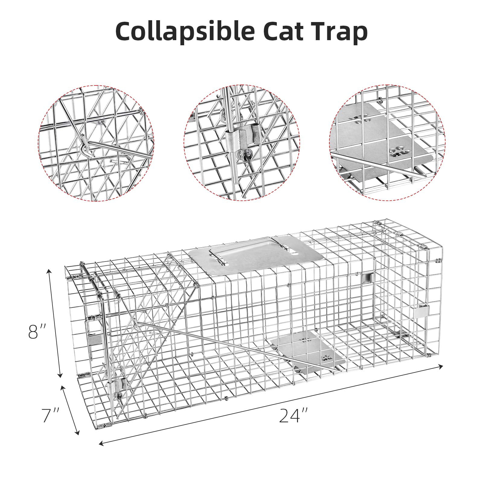 Large Animal Trap Cat Trap for Stray Cats Humane,Small  Dogs,Fox,Rabbit,Groundhog,Squirrel,Raccoon,Chicken,Opossum, 32inch Live  Traps for Animals