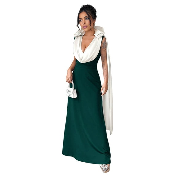 Women'S Formal Dresses - Ball Gowns V Neck Evening Gowns Cocktail Gowns Wedding Guest Gowns Dark Green L