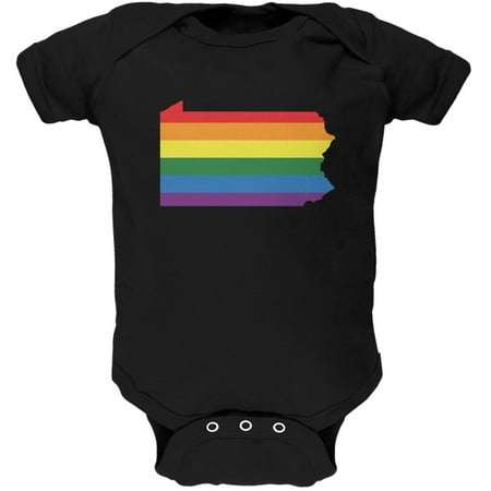 

Pennsylvania LGBT Gay Pride Rainbow Black Soft Baby One Piece - 9-12 months