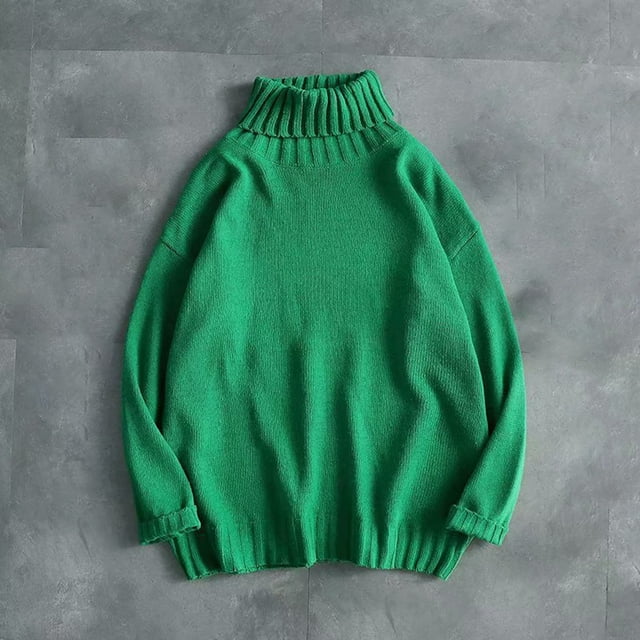 AherBiu Chandail Homme Manches Longues Col Roulé Léger chandail Automne Hiver Mode Couleur Unie Décontracté Confortable Doux