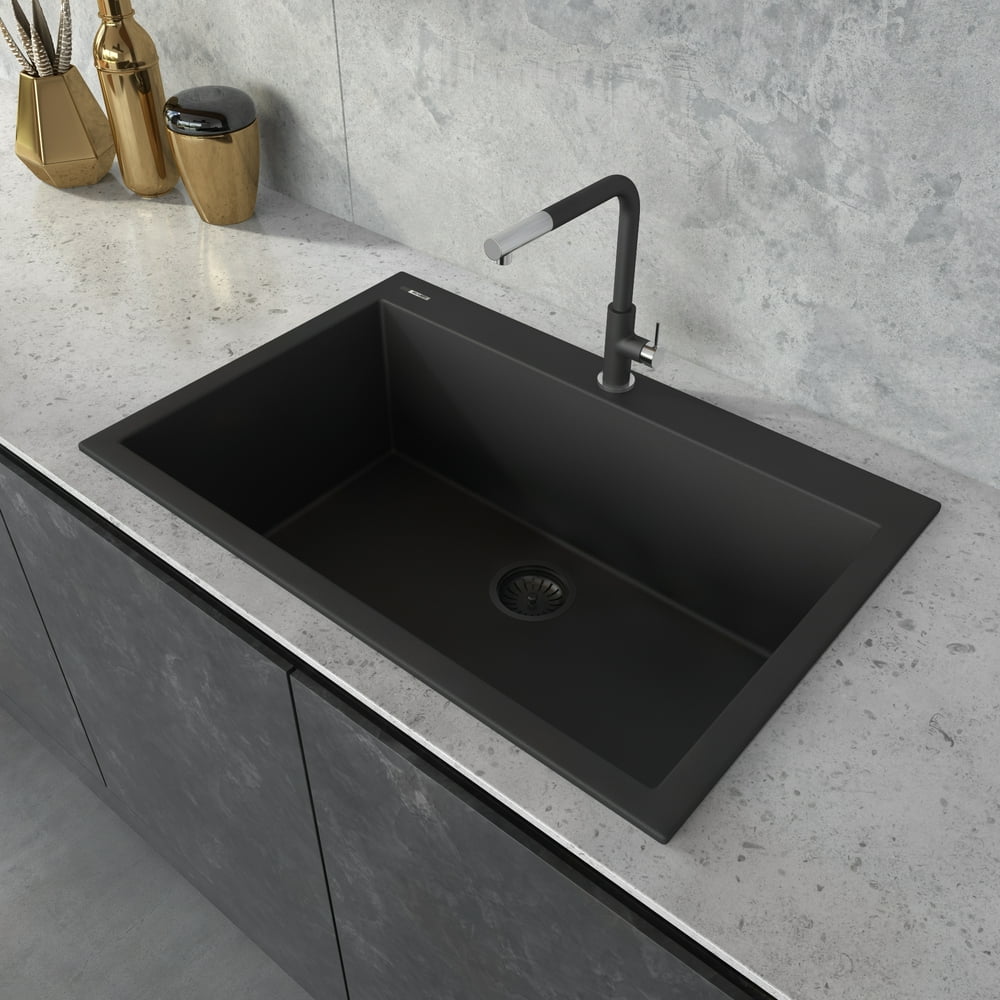 Ruvati RVG1080BK 33 x 22 inch Granite Composite Kitchen Sink Midnight