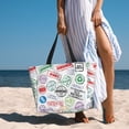 thumbnail image 3 of Wukai Stamp Set Collection Print Zipper Bag,large Beach Tote Bag,Waterproof Sandproof Bag,Grocery and Picnic Tote Travel Bag, 3 of 5