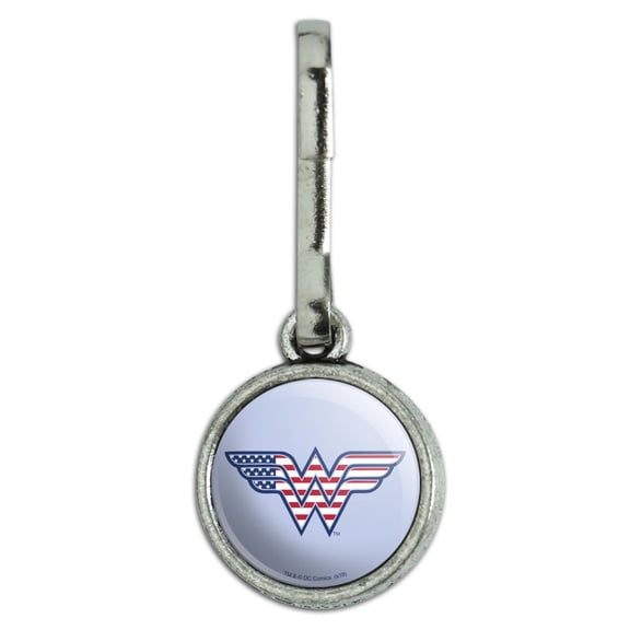 Wonder Woman USA American Flag Logo Antiqued Charm Clothes Purse Suitcase Backpack Zipper Pull Aid