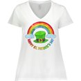 thumbnail image 3 of Inktastic Happy St. Patrick's Day Rainbow and Hat Women's Plus Size V-Neck T-Shirt, 3 of 5
