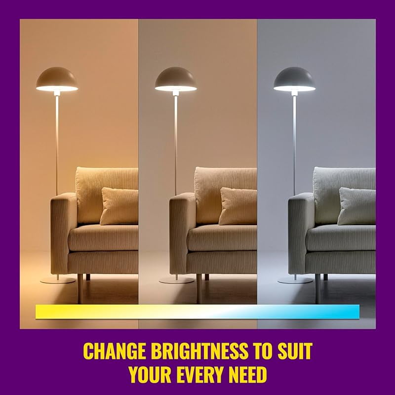 60W A19 Color LED Smart Bulb - Pack of 3 - E26- Indoor - Connects to Your Existing Wi-Fi - Control with Voice or App + Activate with Motion - Matter Compatible