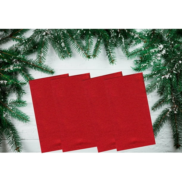 Red Cloth Dinner Napkins, Luxe Metallic Glitter Fabric 18 x 18 inches