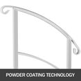 thumbnail image 6 of VEVOR 3-Step Transitional Handrail Fits 1 or 3 Steps Matte White Stair Rail Wrought Iron Handrail with Installation Kit Hand Rails for Outdoor Step, 6 of 9