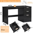 thumbnail image 3 of Joaxswe 48" Computer Desk with 3 Drawers, Fluted Wood Home Office Desk, Farmhouse PC Desk for Study, Bedroom, Black, 3 of 11
