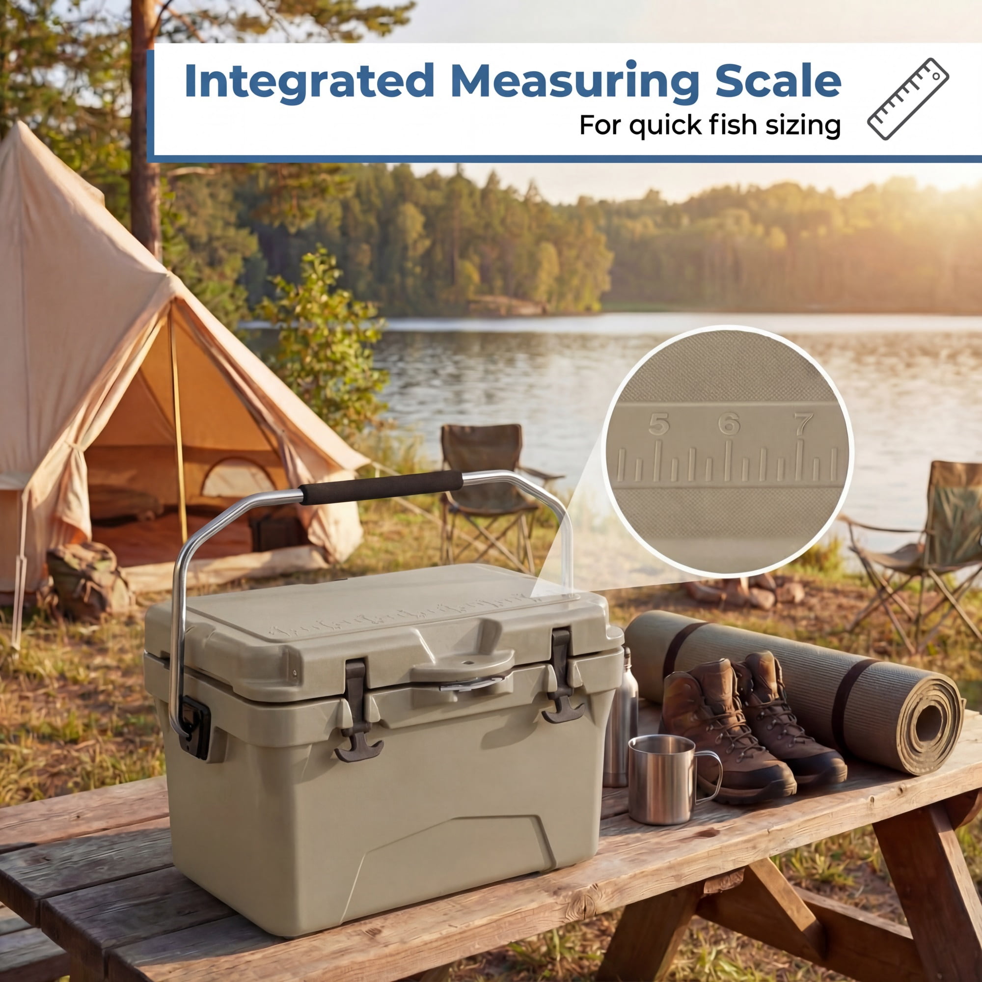 ELLEGNT 20 Quart Hard Cooler – Portable Ice Chest, 6‑Day Ice Retention, Khaki