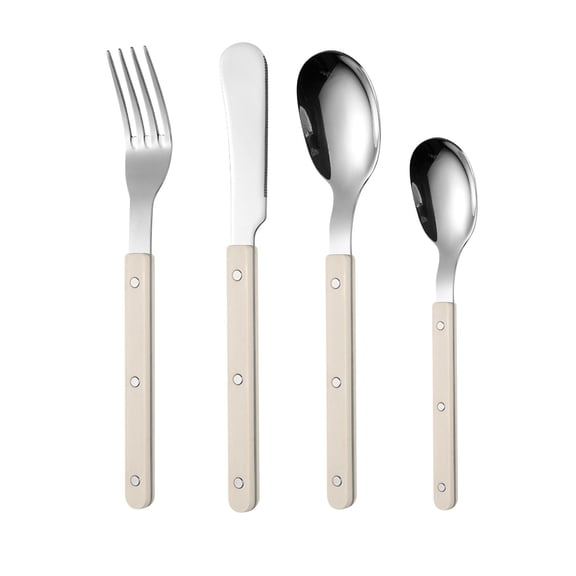 USUERY French Style Cutlery Set Stainless Handle Fork Spoon Set With Colorful Handles 4 Piece Flatware For Home Restaurant