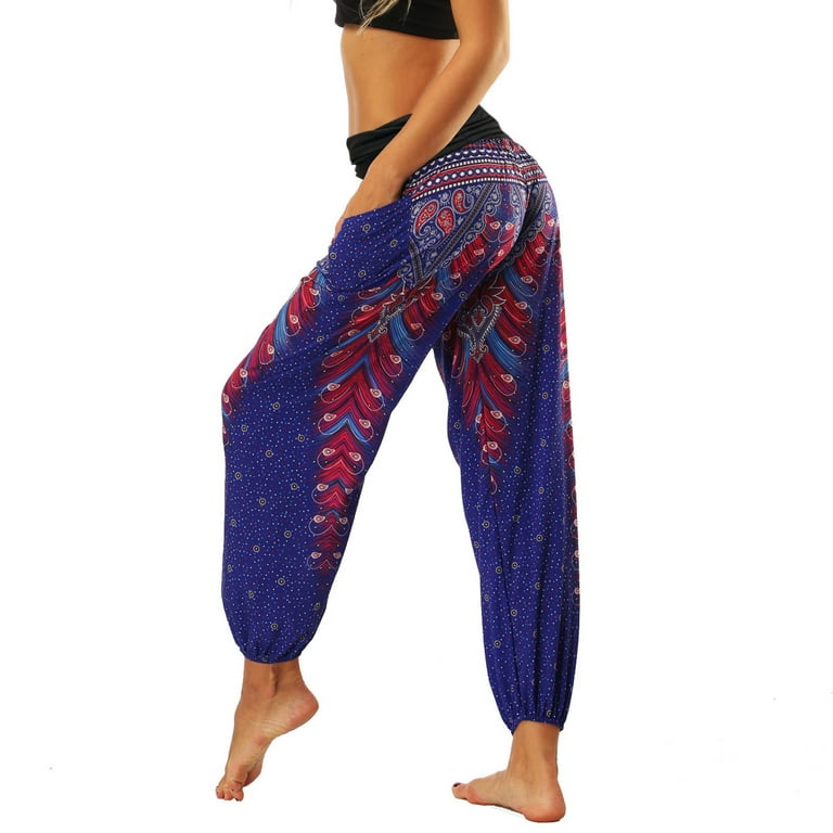 Lu's Chic Women's Thai Harem Pants Bohemian Yoga Pants Indian Loose Summer Boho  Hippie Pants Style4 Small : : Clothing, Shoes & Accessories