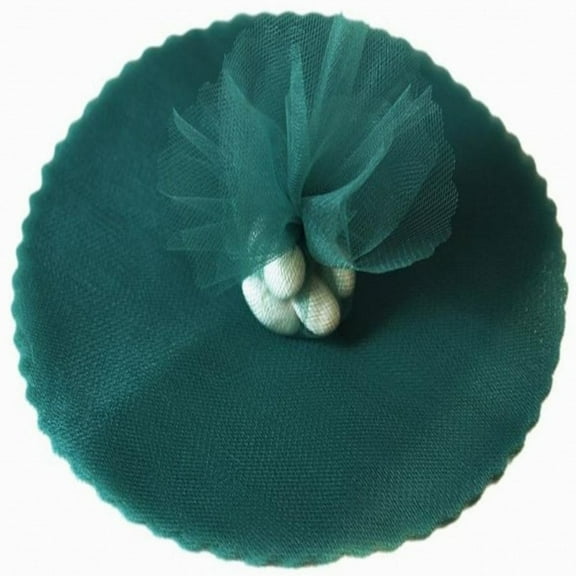 100 Scalloped Tulle Circles 9" Wedding Favor Wrap - Hunter Green