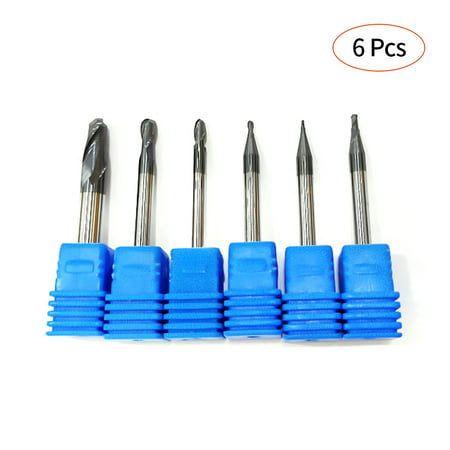 6pcs 45 Degree Tungsten Steel Milling Cutter Two Ball Nose End Mill Tools Kit Solid Carbide Milling Cutter Stainless Steel Cutter Milling