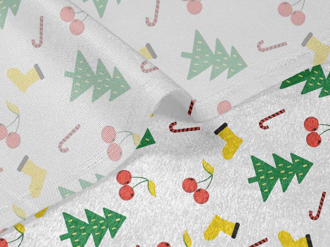 oneOone Velvet White Fabric Merry Christmas Fabric For Sewing Printed Craft Fabric By The Yard 58 Inch Wide
