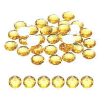 Uxcell Flat Back Round Acrylic Rhinestones 0.63" Yellow Crystal Rhinestones 50Pcs