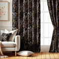 thumbnail image 2 of Vargottam Autumn Foliage Design Blackout Curtains - Set of 2 Panels, 42 x 63 Inches Each - Light Blocking & Thermal Insulated Drapes with Grommet Top for Bedroom & Living Room - Black, 2 of 9