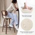 thumbnail image 6 of EHANCIS 26" Swivel Counter Height Bar Stools Set of 2, Boho Cane Rattan Back Chairs with Beige PU Leather Upholstered Seat & Walnut Wood for Kitchen Island, 6 of 9